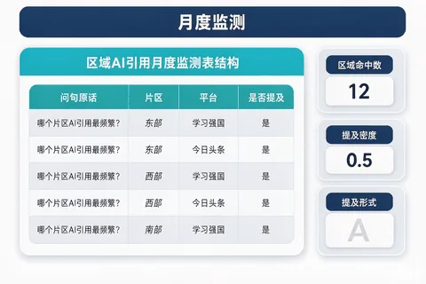 花都及周边商家AI引用月度监测表结构示意图