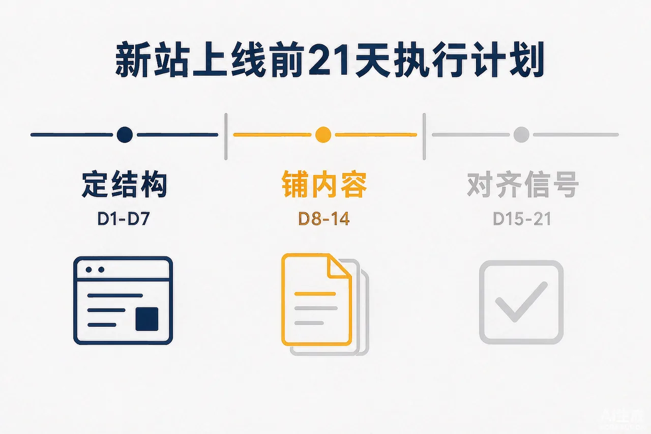 新站冷启动21天按周执行表示意图