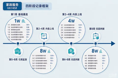家政服务GEO试点四阶段记录框架示意图