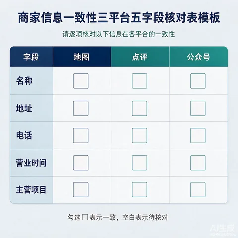 商家信息一致性三平台五字段核对表模板示意